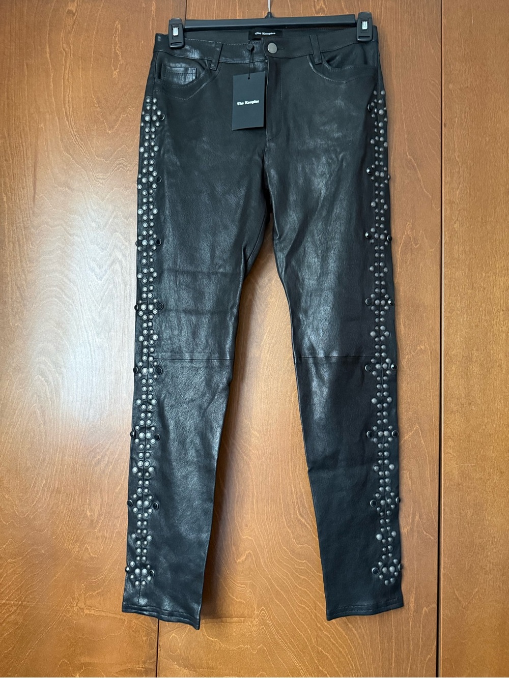 The Kooples Lambskin Side Studded Straight-Leg Pants NWT FR 38. US 6 $820